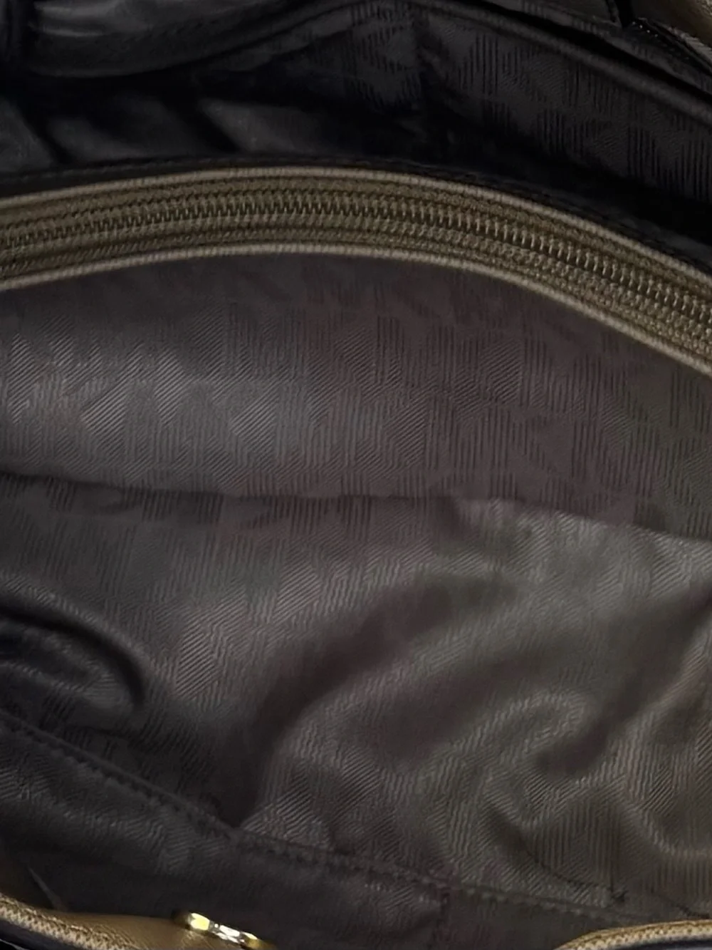 Michael Kors Taupe Leather Satchel with Gold Hardware